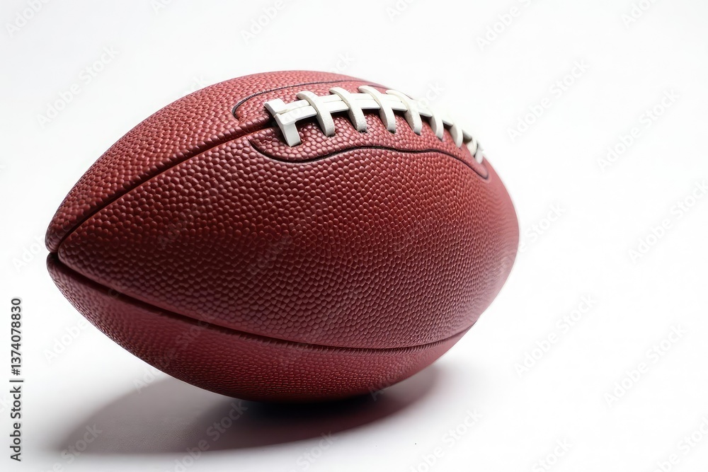Close-up of an American football on white background, high school, pass, texture Close-up of an American football on white background, high school, pass, texture