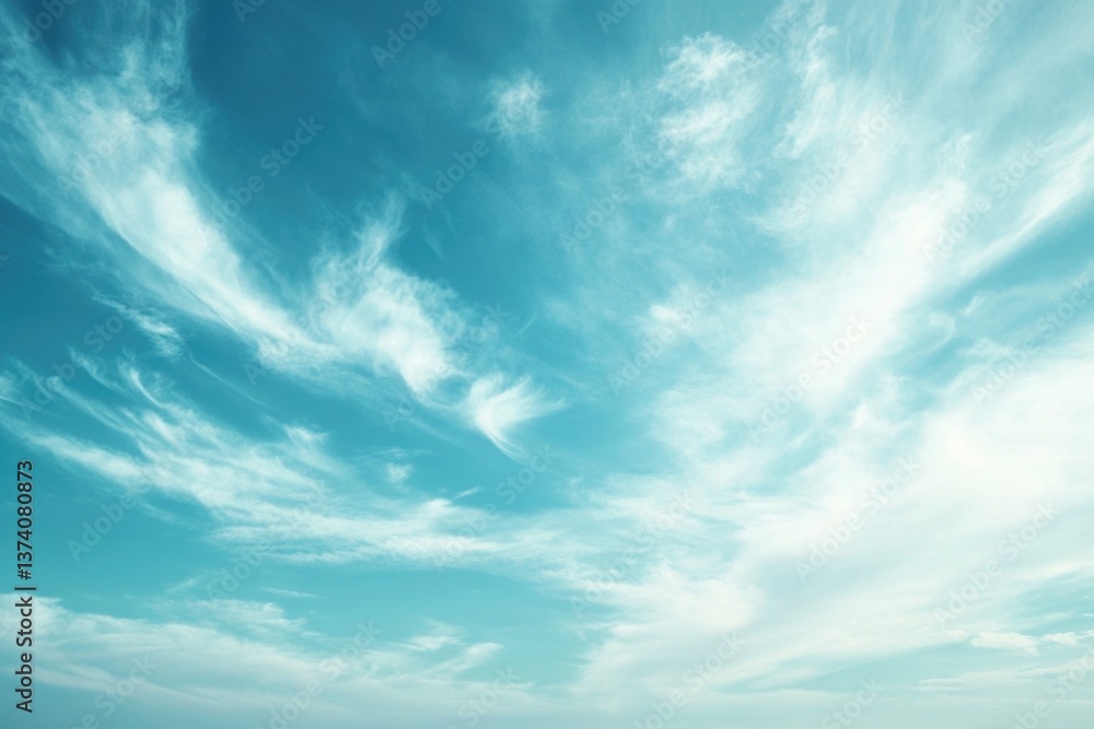 A soft pastel blue sky adorned with gentle, wispy clouds drifting by. A soft pastel blue sky adorned with gentle, wispy clouds drifting by.
