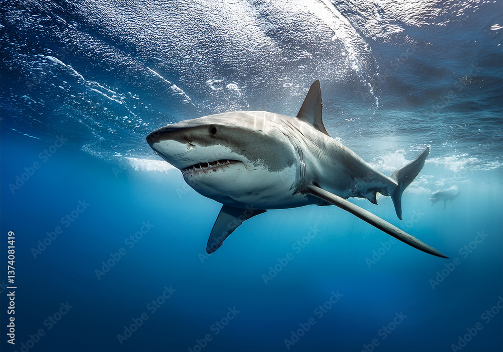 Naklejka premium Weiße Hai (Carcharodon carcharias) unter Wasser