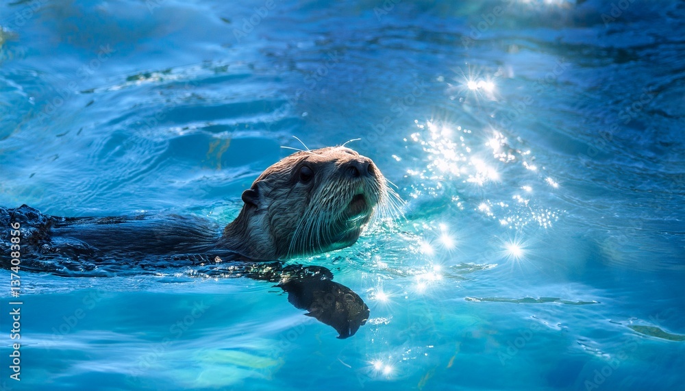 Fototapeta premium 水中にいるラッコ