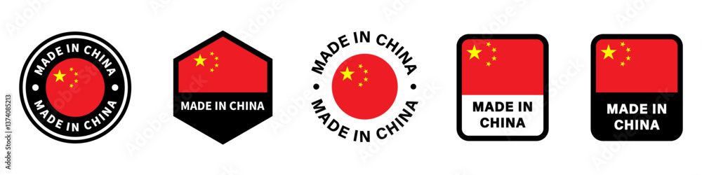 Made in China - vector stamps or stickers for product packaging. Made in China - vector stamps or stickers for product packaging.