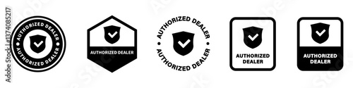 Authorized Dealer vector label or stamp for product packaging isolated on white.