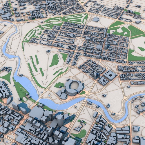 Adelaide City Australia Map, 3D Rendering