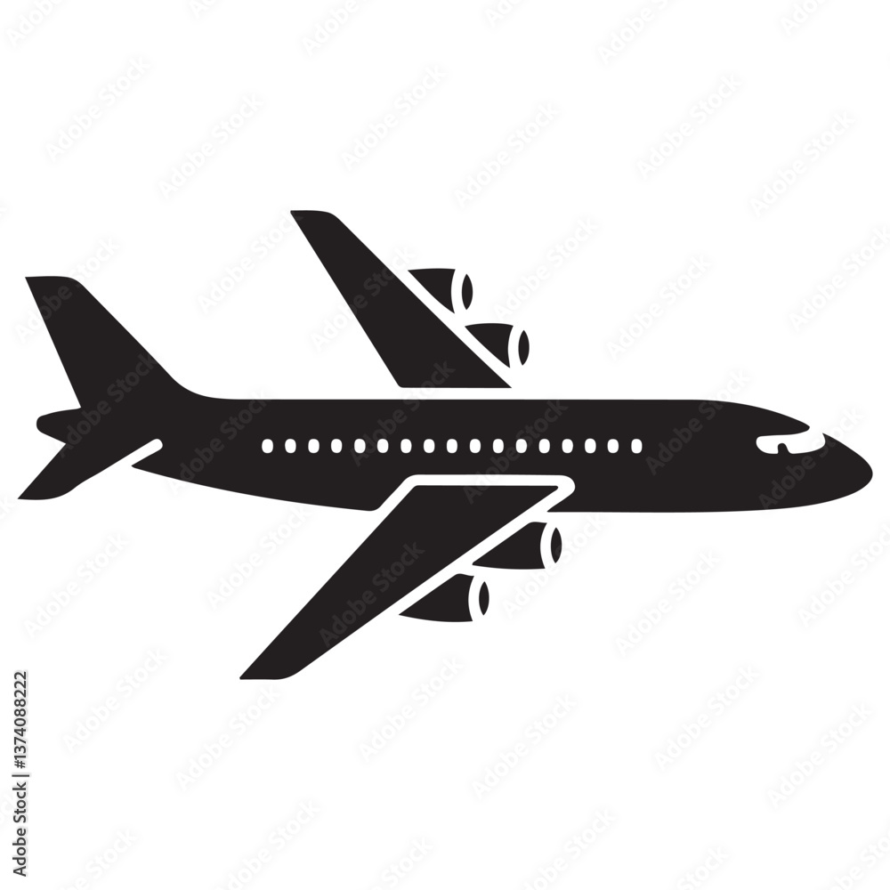 plane icon illustration Silhouette Vector Black. with white background plane icon illustration Silhouette Vector Black. with white background