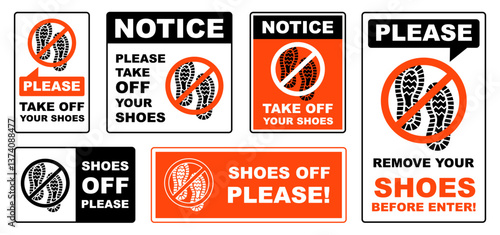 Please take off your shoes attention signs