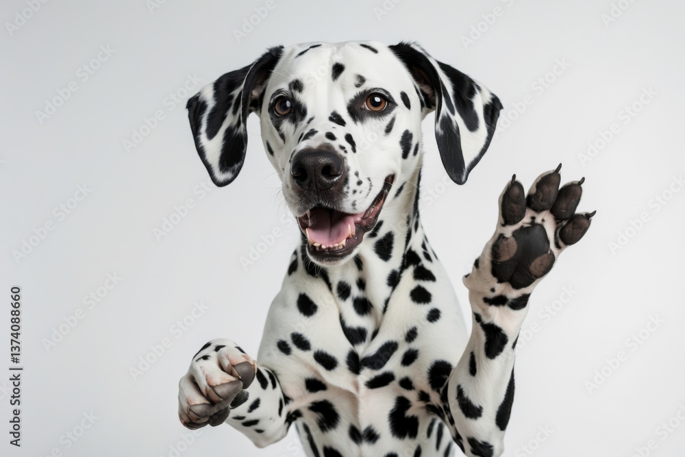 Phoenix Dalmatian in playful pose indoors Phoenix Dalmatian in playful pose indoors
