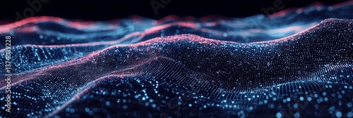 An abstract digital network, accompanied by modern technology and futuristic connection lines, is displayed on a blue background