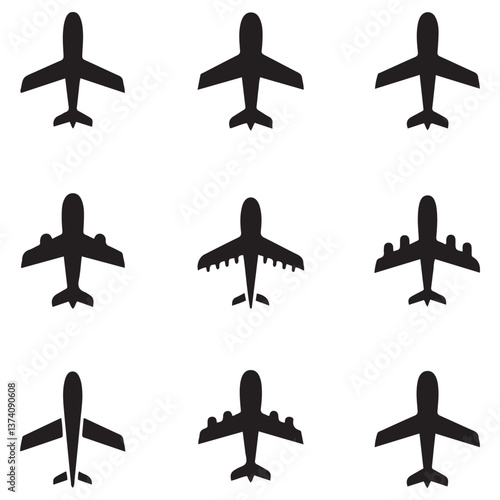 plane icon illustration Silhouette Vector Black. with white background
