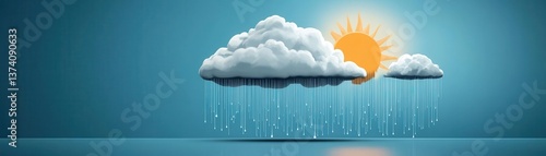 A captivating illustration of rain clouds and sunshine, symbolizing the balance of weather elements in nature.