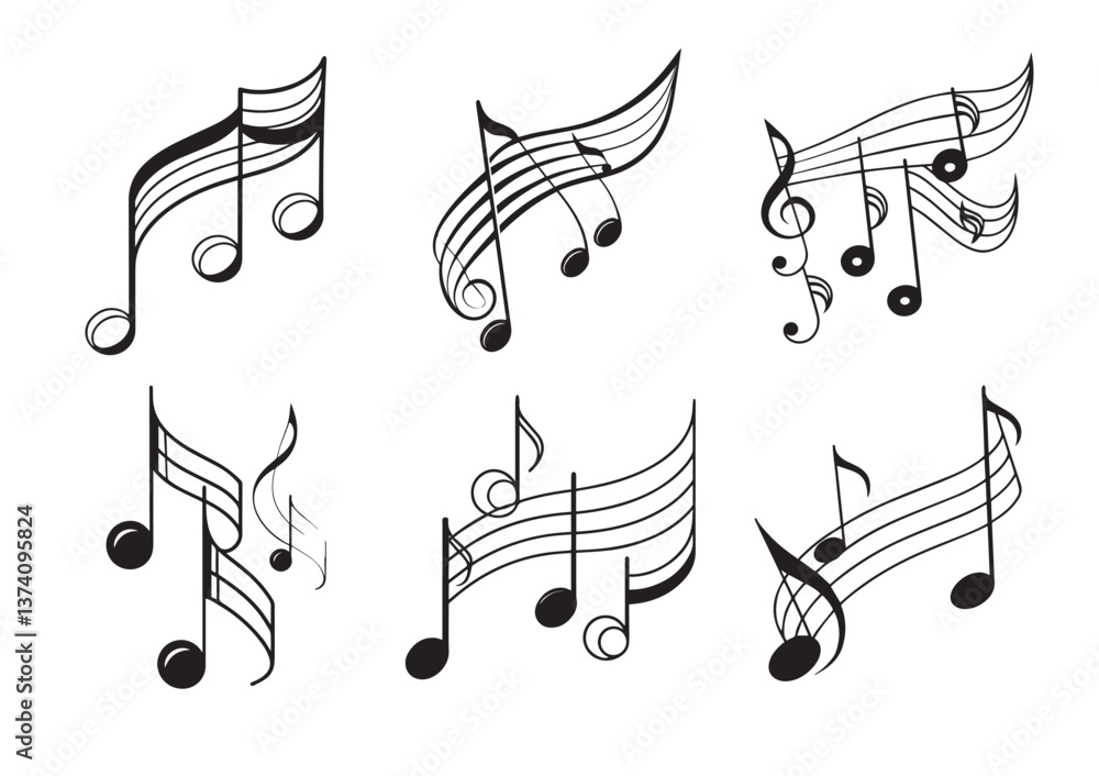 Obraz premium Note music Silhouette Vector
