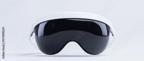 A white background serves as the canvas for AR glasses that boast nanotechnology interfaces, embracing a minimalist approach to design that implies a futuristic realm of clarity and efficiency