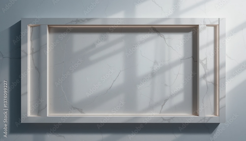 Minimalist architectural frame displaying natural light indoor environment photography modern design top-down view aesthetic concept