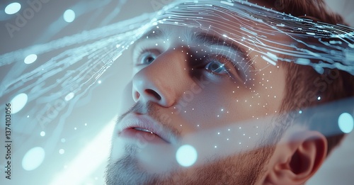 The concept of a human being's futuristic vision includes a surveillance system that provides vision, control, and protection, while also ensuring control and security in accessing certain areas