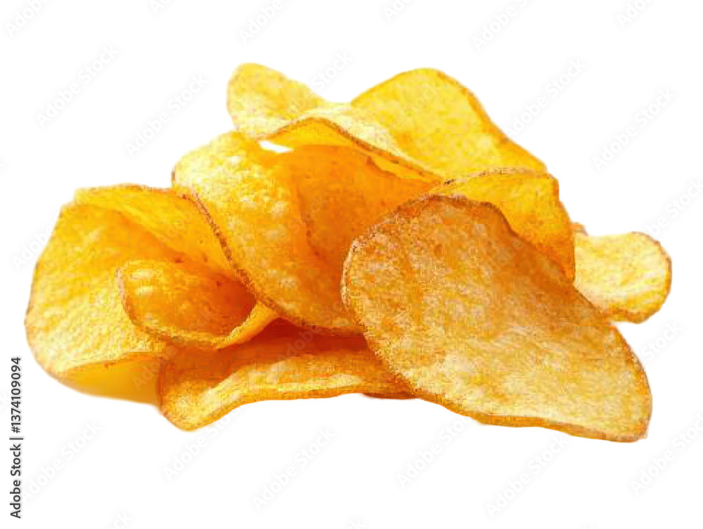 Isolated Pile of Crispy Chips Isolated Pile of Crispy Chips