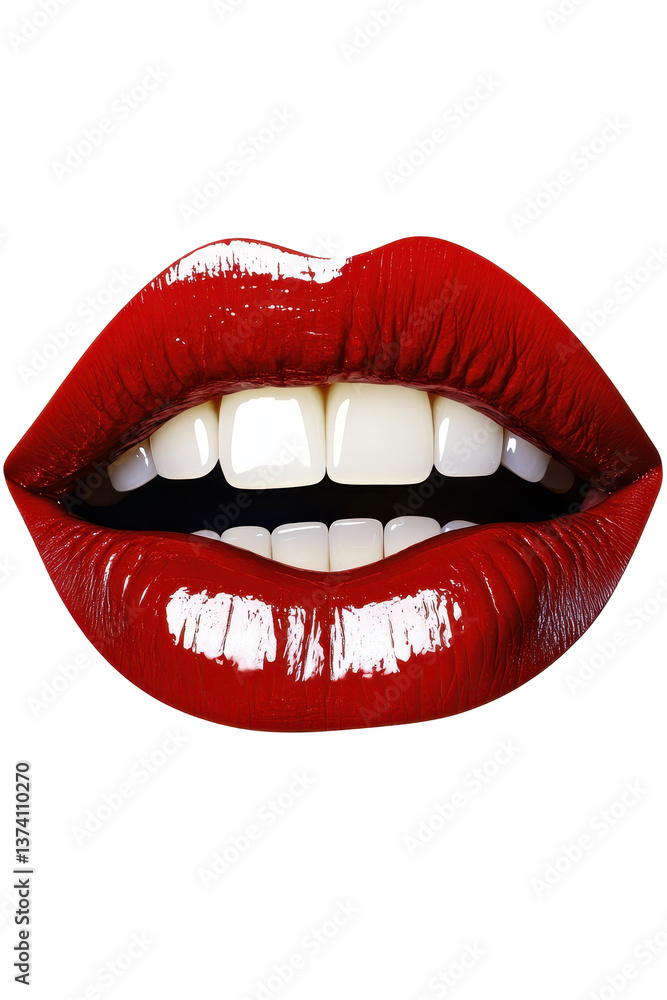 Isolated Red Lips with Glossy Lipstick Isolated Red Lips with Glossy Lipstick