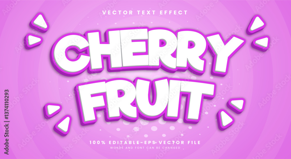 Fototapeta premium Fresh Cherry fruit editable text effect template suitable for fresh fruit theme