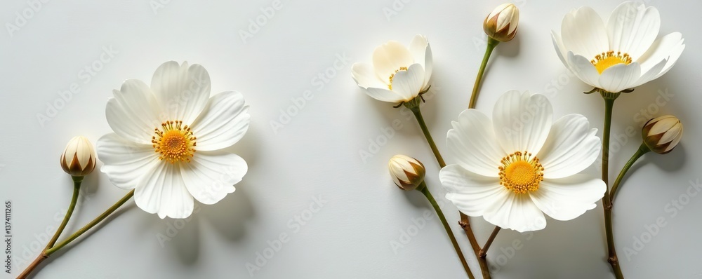 Obraz premium Isolated white pressed and dried flower on a textured background perfect for aesthetic scrapbooking and dry plant crafts, background, aesthetic