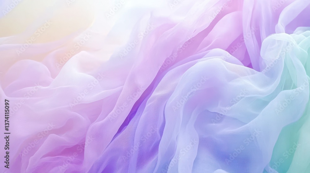 Obraz premium Ethereal Symphony: Flowing fabric, cascading in a dreamlike swirl of colors, creating an enchanting and fluid composition, evoking a sense of movement and serenity. 