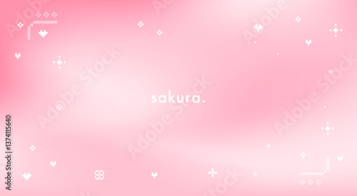Glam pink gradient background. Pastel spring pattern on light pink colors. Simple defocused fantasy sakura blossom pattern with pixel sparkle elements for cover, banner, poster, header design
