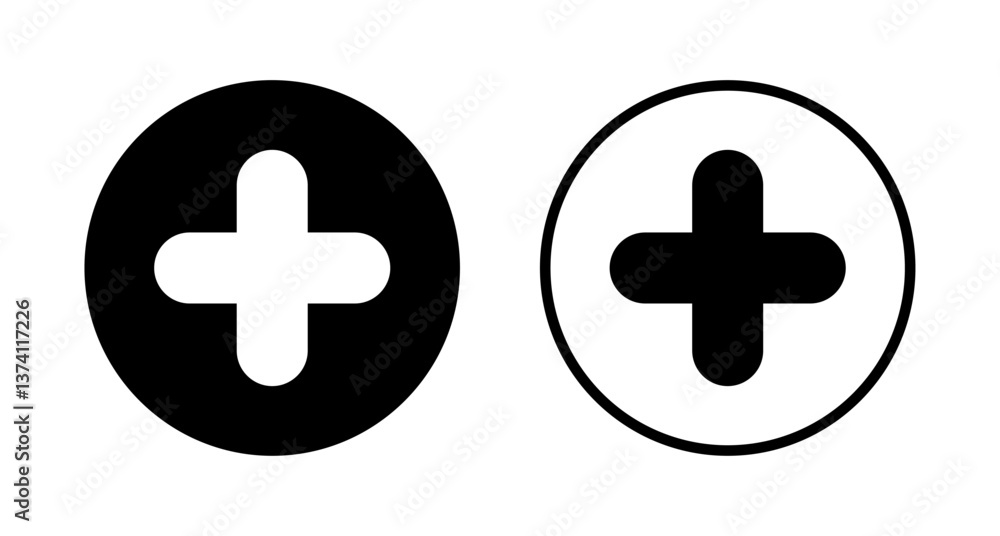 Fototapeta premium Plus icon logo design. Add plus sign and symbol