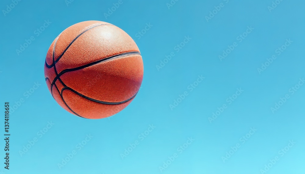 Fototapeta premium Basketball Floating Against a Bright Blue Sky for Sports and Recreation