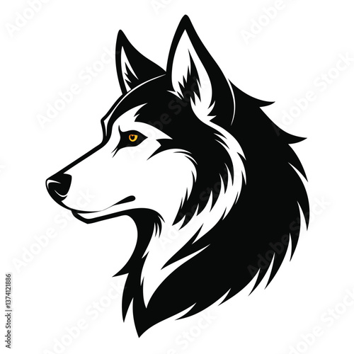 Siberian Husky Dog Head Shape Vector Illustration