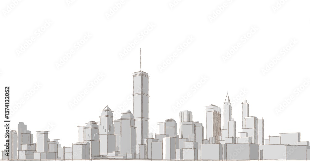 Obraz premium modern city panorama 3d illustration