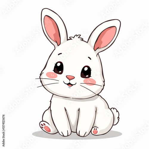 Happy Easter Bunny Vector illustration. Cute Rabbit cartoon character.