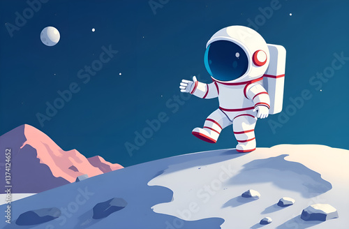 Astronaut on the moon. Congratulations on International Cosmonautics Day. Space.Moon.