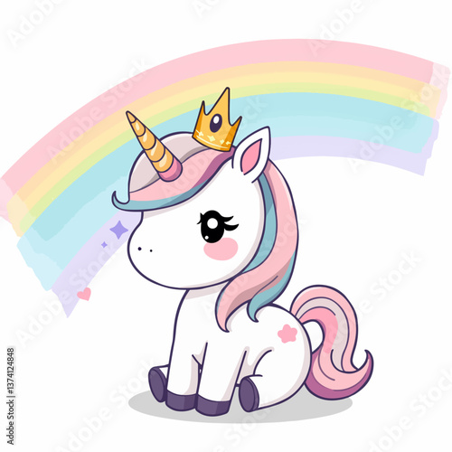 Cute unicorn cartoon illustration