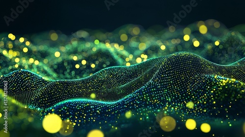 An abstract background of futuristic style with high-speed moving lines that have a green neon glow, generated by Generative Ai