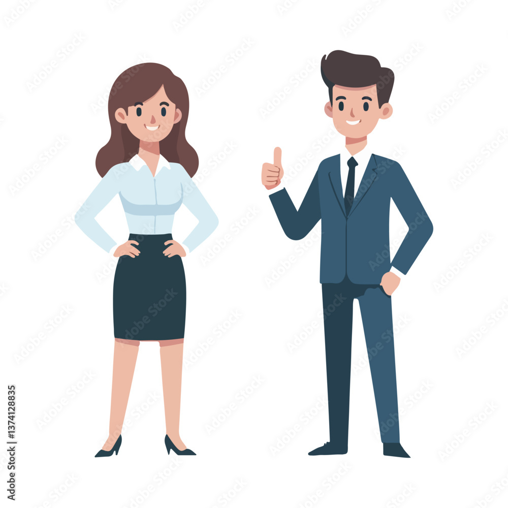vector business man and woman standing giving thumbs up vector business man and woman standing giving thumbs up