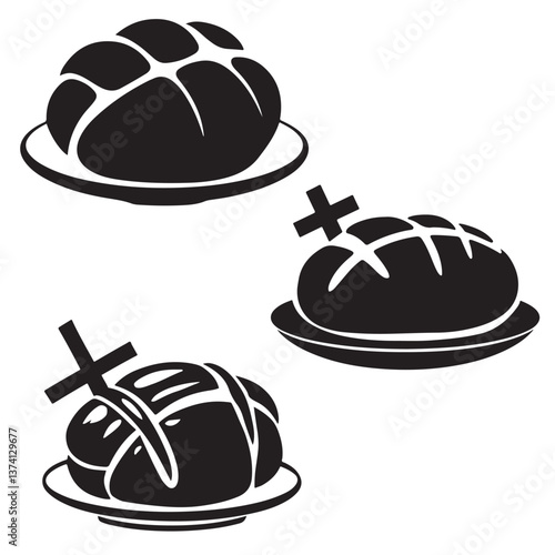set vector various Hot Cross Buns silhouettes