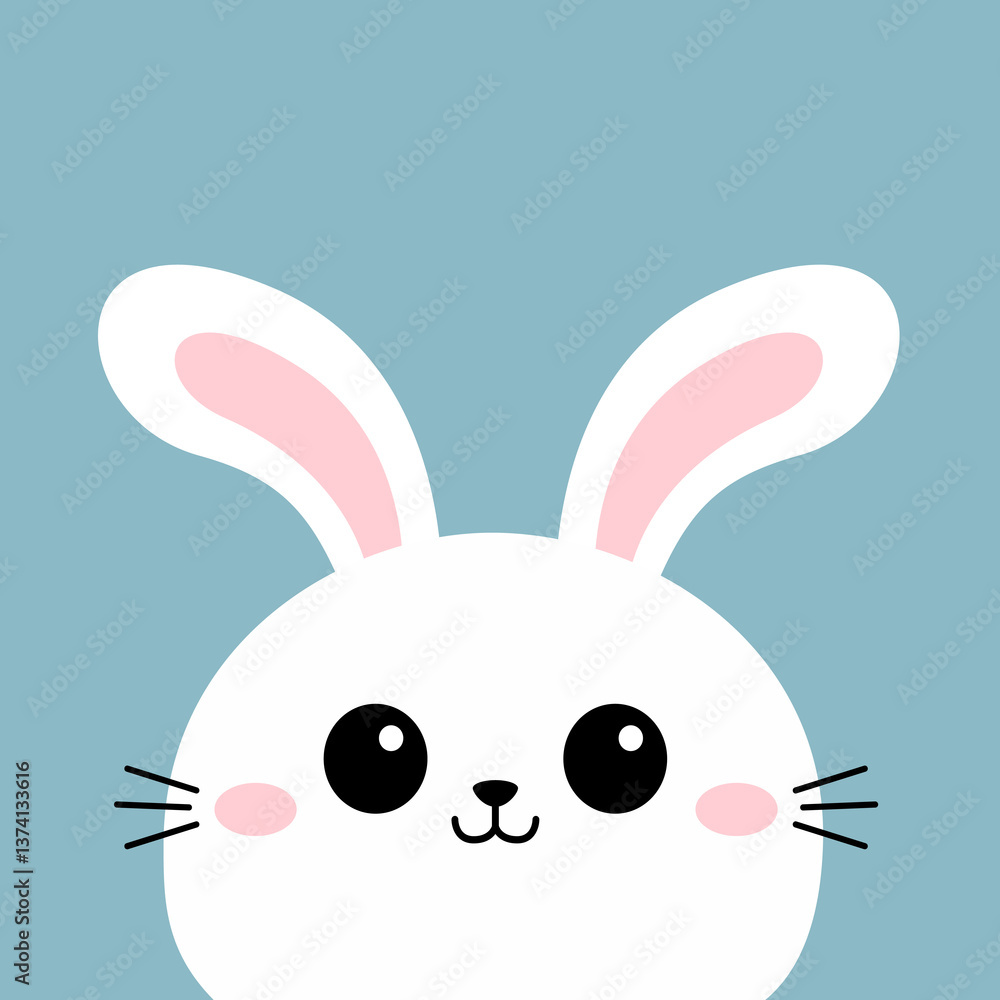 Fotografie White rabbit bunny hare face head silhouette