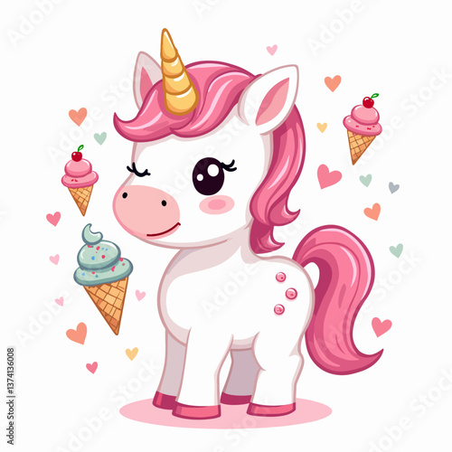 Cute unicorn cartoon illustration