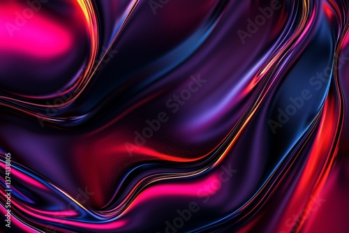 A futuristic and technological background featuring abstract 3D smooth wavy iridescent patterns