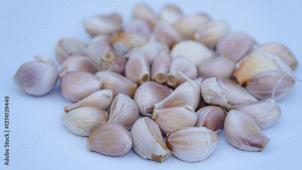 Garlic closeup isolated on white background. Garlic closeup isolated on white background.