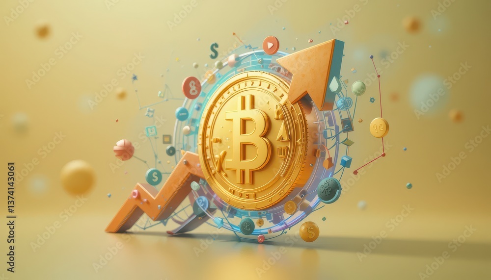 Fototapeta premium Cryptocurrency growth in digital economy