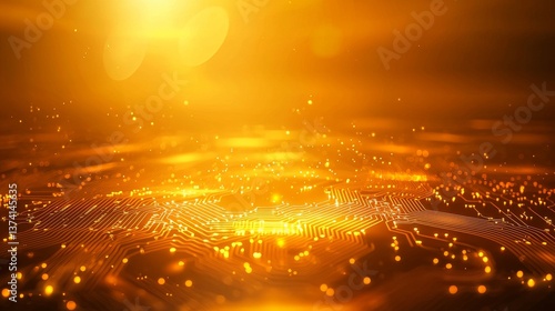 The description is of orange futuristic technology set against a backdrop of organic motion