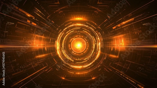 An organic motion background provides the setting for futuristic technology that features an orange color palette