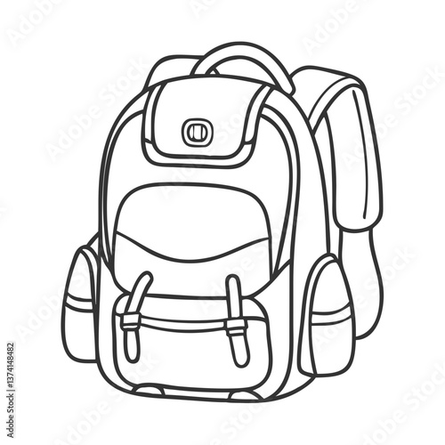 School backpack coloring page in outline style