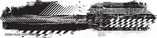 Grunge textured banner with rough edges. Halftone dots texture. Overlay grunge texture . Simply place texture over any object to create grunge effect . Banner with scratched surface for your design