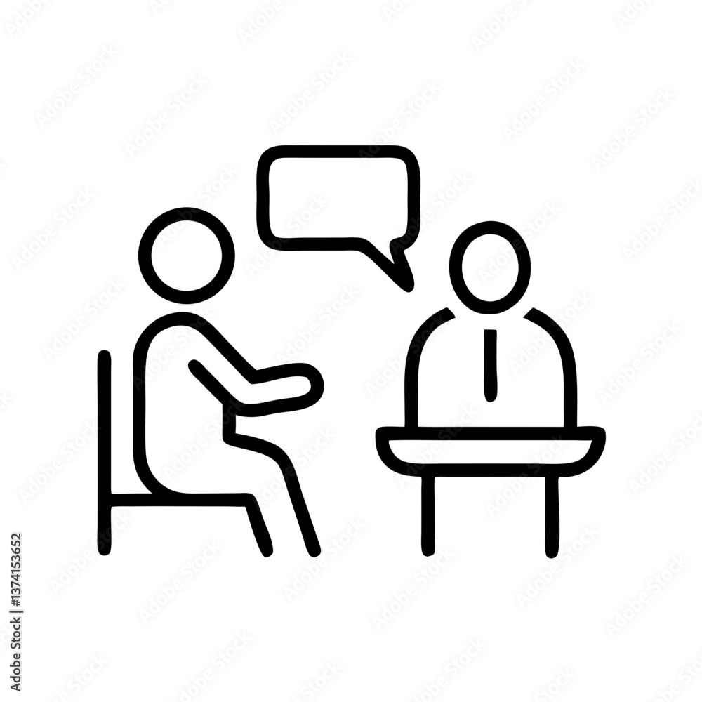 Doctor consultation with two people talking in a minimalistic style Doctor consultation with two people talking in a minimalistic style