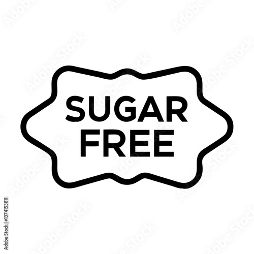Sugar free food label in a simple linear vector style