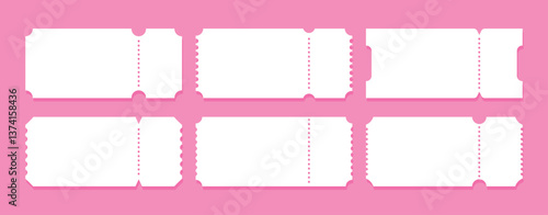 Blank ticket templates for events printed on a colorful backdrop