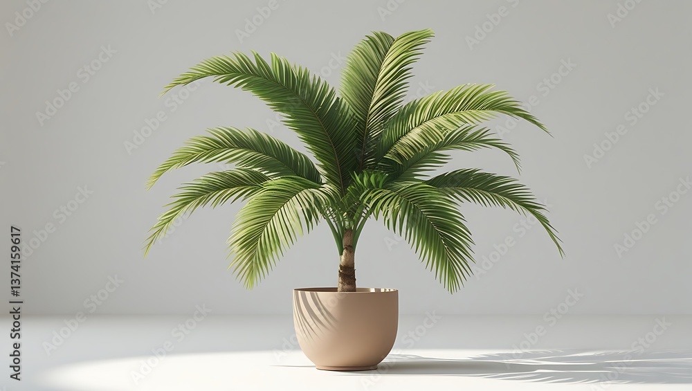 Obraz premium Realistic Illustration of a Potted Plant with Shadows on a White Background