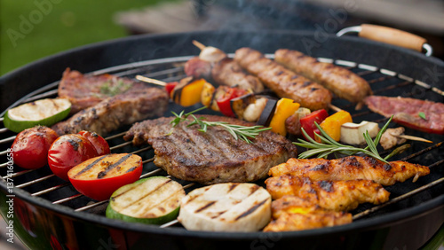 Delicious BBQ Variety Cooking on a Grill