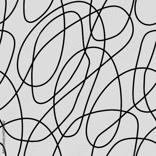 Vector scribble seamless pattern. Abstract careless lines hand drawn contrast black and white illustration. Continued lines ink drawing style, energetic scratches, artistic scribbles, free hand style