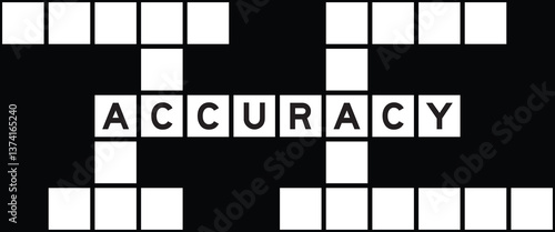Alphabet letter in word accuracy on crossword puzzle background