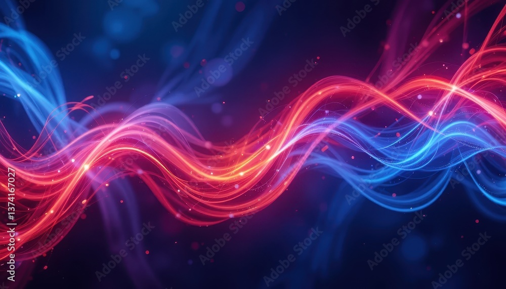Fototapeta premium Dynamic light waves abstract art digital illustration colorful background close-up energy concept